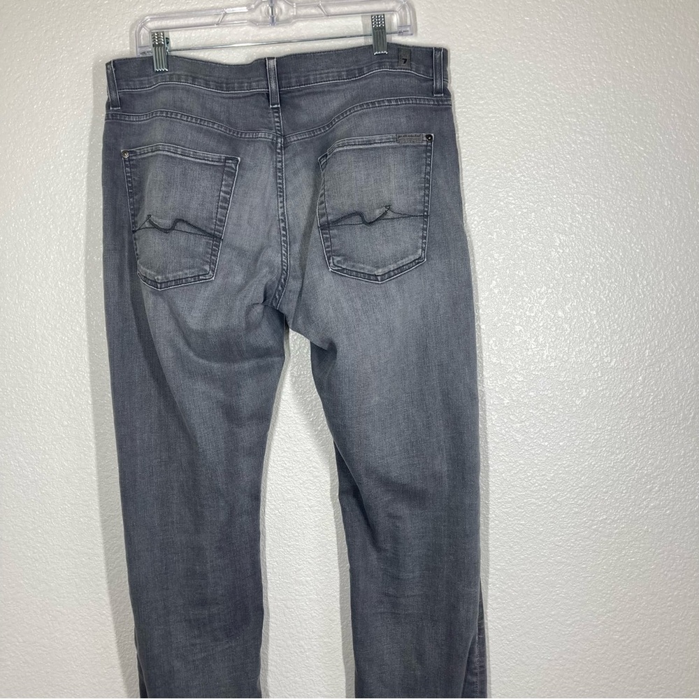 7 For All Mankind Slimmy Slim Fit Jeans Mens 34 In Gravel Gray Straight Leg - Picture 10 of 16